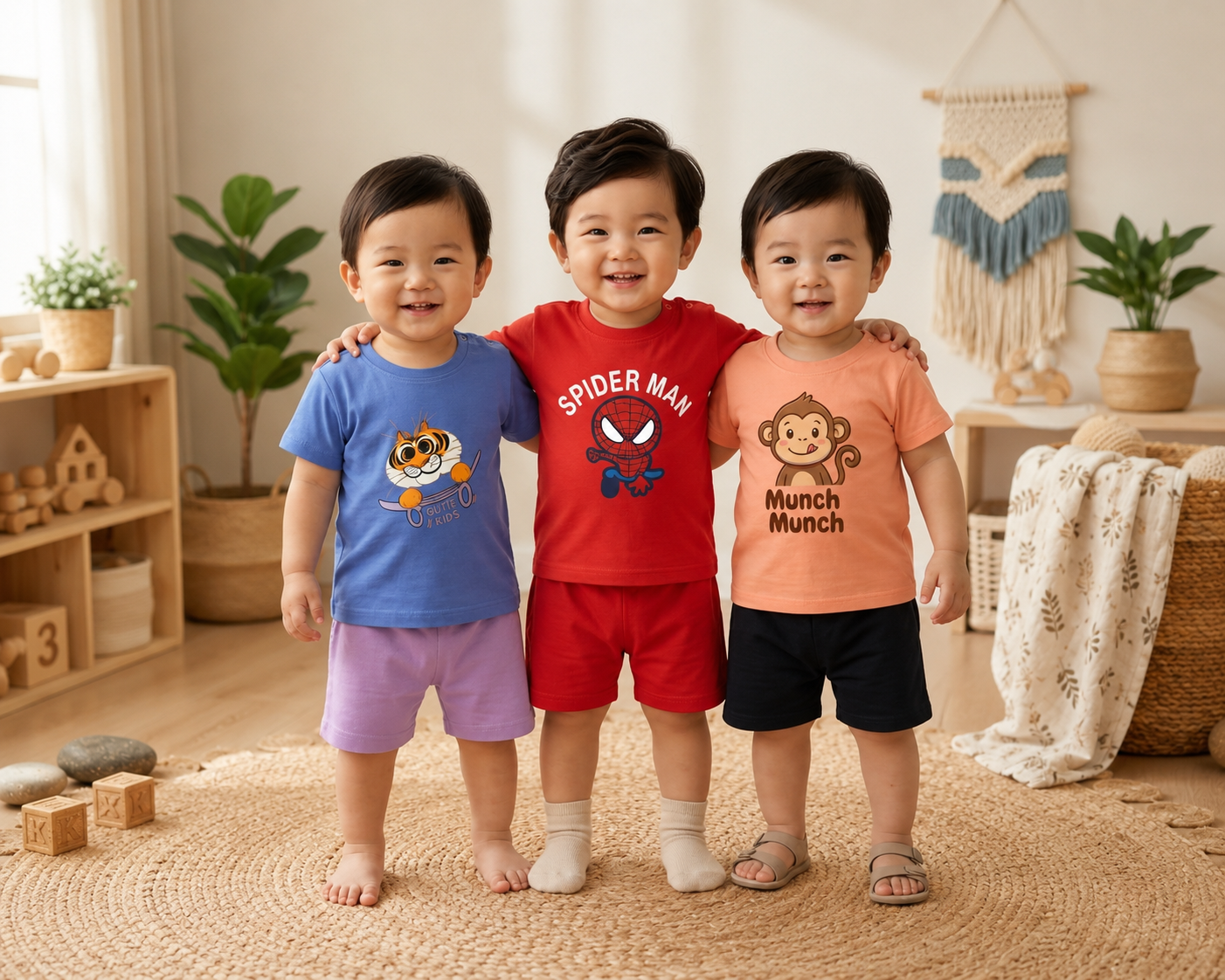 0-30 Months Baby's Premium Quality Fashionable 3 T-shirt and Pant Set