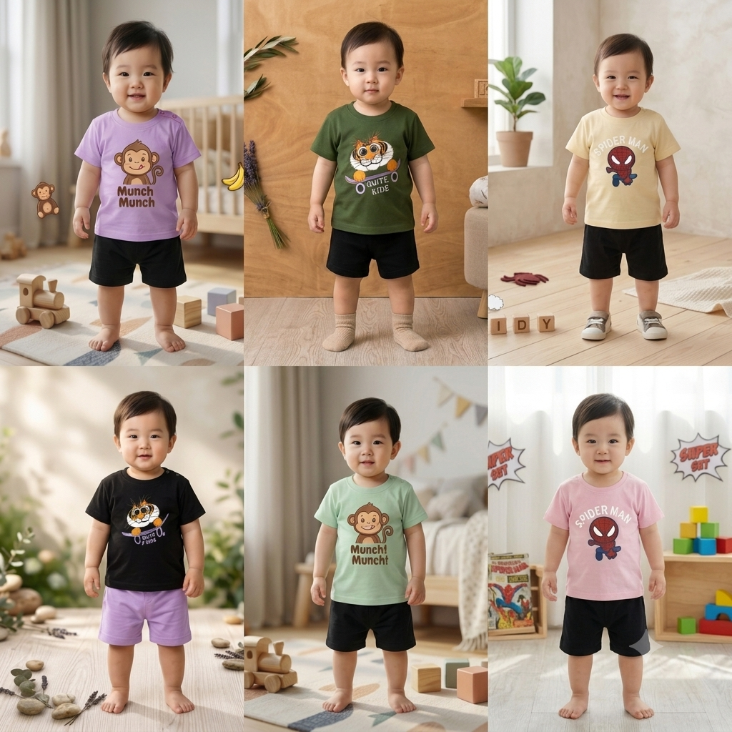 0-30 Months Baby's Premium Quality Fashionable 6 T-shirt and Pant Set