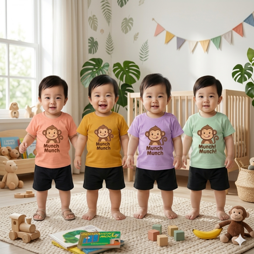 0-30 Months Baby's Premium Quality Fashionable 4 T-shirt and Pant Set