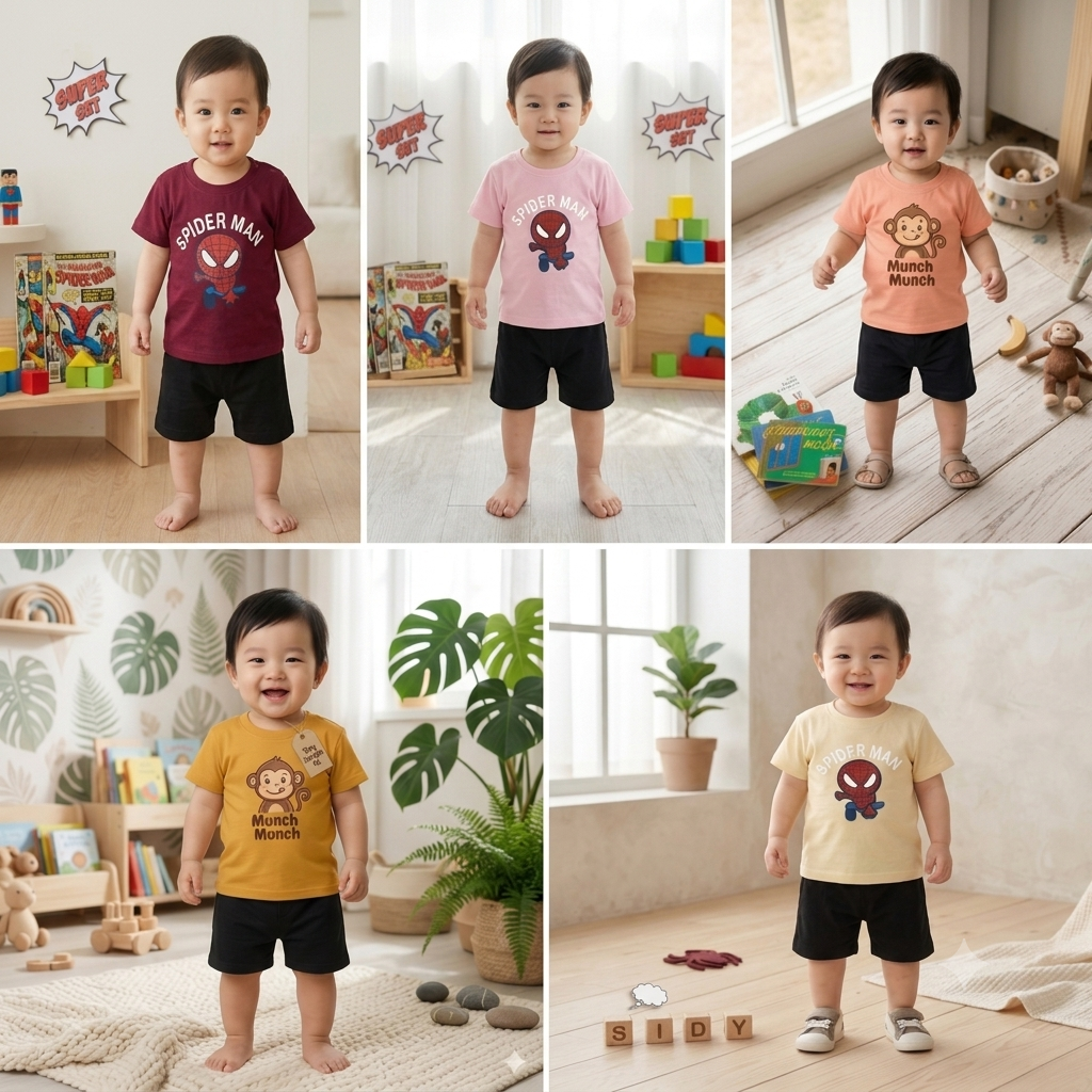 0-30 Months Baby's Premium Quality Fashionable 5 T-shirt and Pant Set